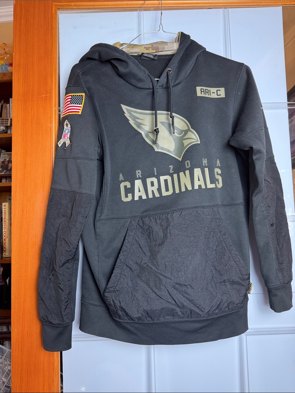 NFL Arizona Cardinals Black Crewneck Hoodie with Tan Logo